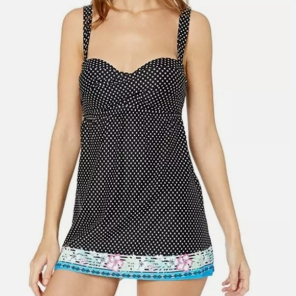NWT Coco Reef 5-Way Bra-Sized Underwire Swim Dress - Polka Dot - 32/34C - Picture 15 of 16